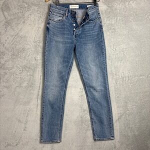 Denim Forum The Yoko High Rise Slim Jeans Light Wash Button Fly 27 Minimalist